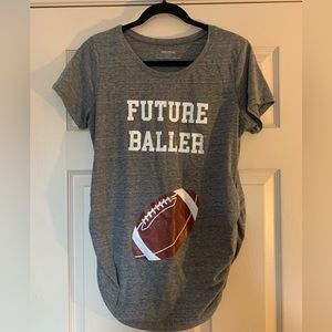 Motherhood “Future Baller” Football Maternity T-Shirt Large EUC